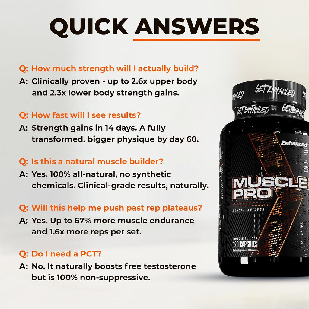 Enhanced Labs Muscle Pro - Potenciador Muscular 5 en 1 para Hombres - Epicatequina, Turkesterona, RipFACTOR® - 120 Cápsulas