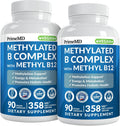 Complejo B Metilado con Metilfolato y Vitamina B12 1000 mcg - Metilcobalamina - 180 Cápsulas (Pack de 2)