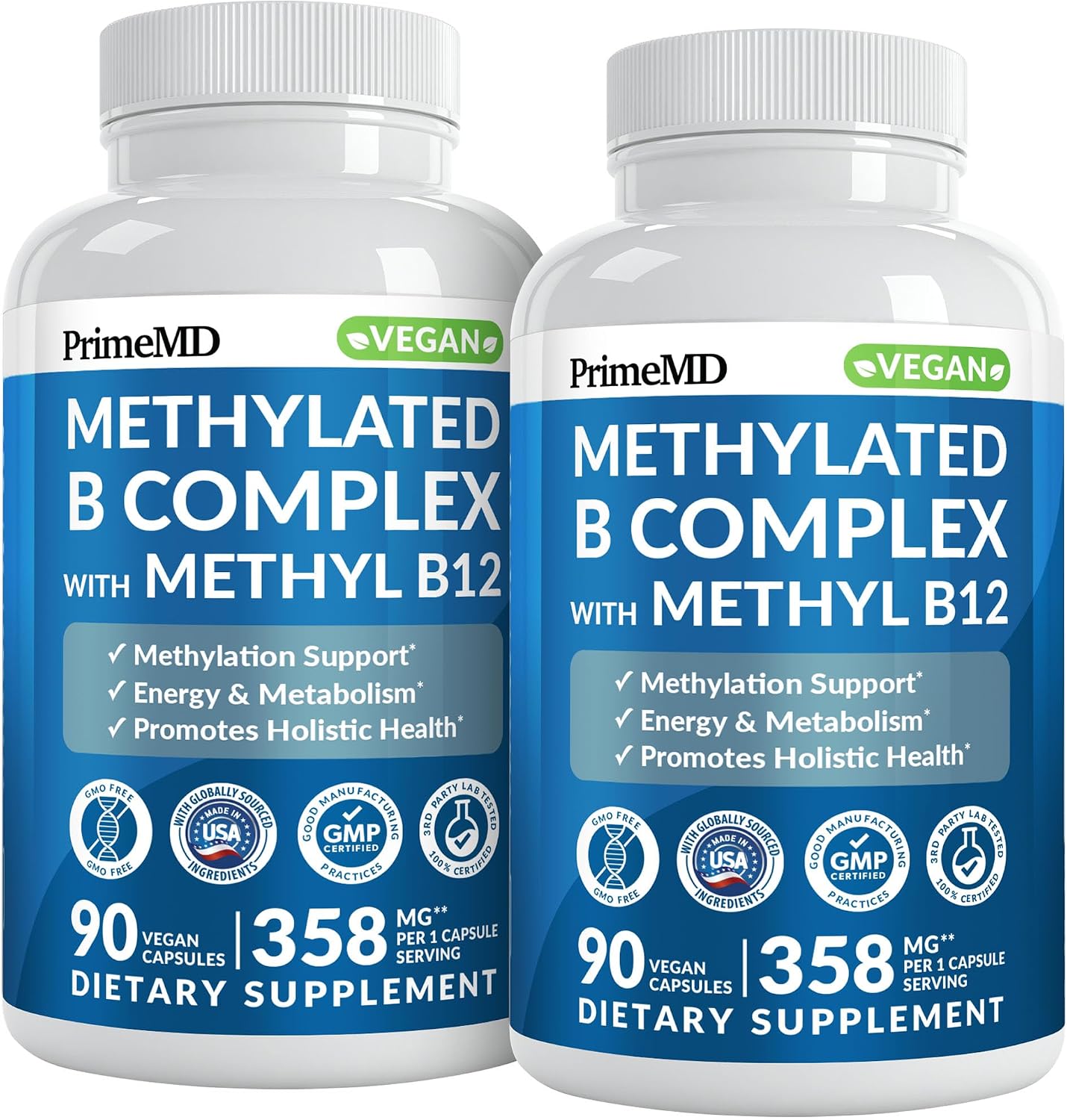 Complejo B Metilado con B12 Metilcobalamina y Metilfolato 1000 mcg - Complejo B Premium para Energía y Función Cognitiva - Multivitamínico Metilado (270 porciones, Paquete de 3)