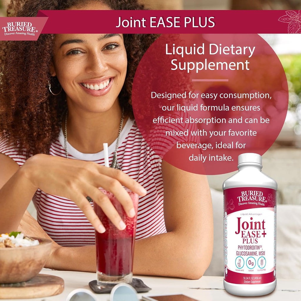 Buried Treasure Joint Ease Plus - 473 ml, Glucosamina Condroitina con MSM y Cúrcuma, Suplemento para el Apoyo Articular