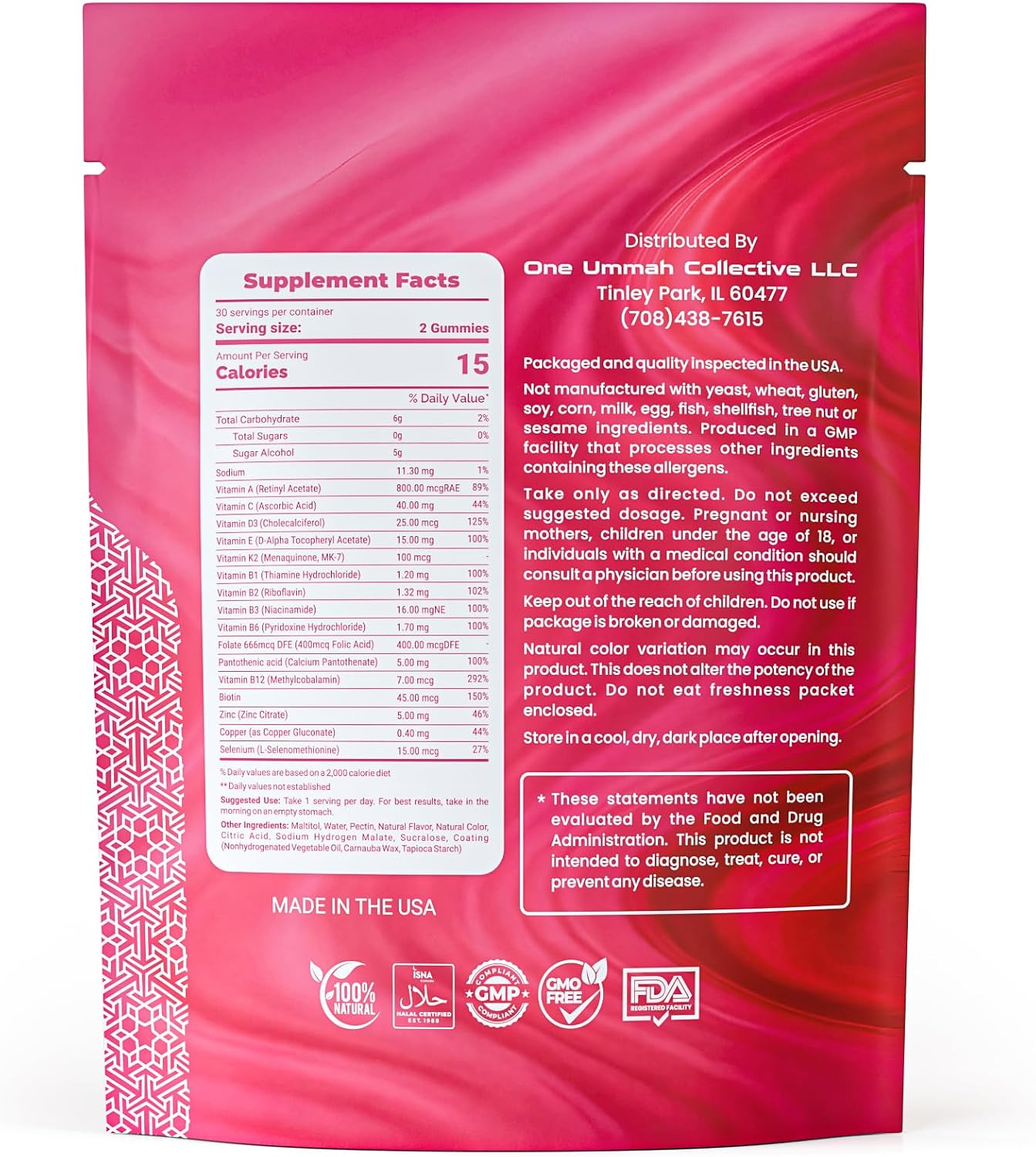 Multivitamínico para Mujeres Halal - Gominolas con Omega-3, Biotina y Folato - 60 Unidades