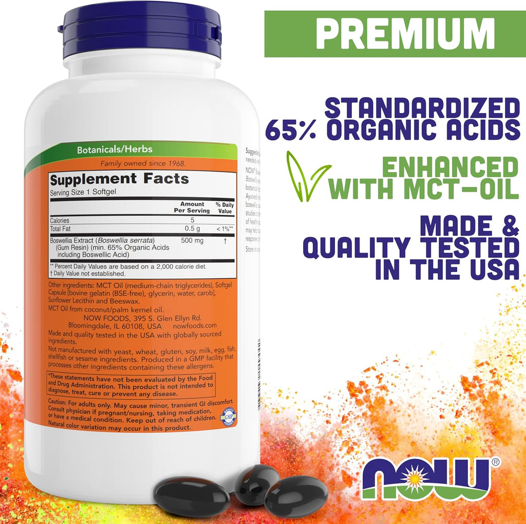 Now Boswellia Extract 500 mg, 200 Cápsulas (Pack de 2) - Extracto Estandarizado