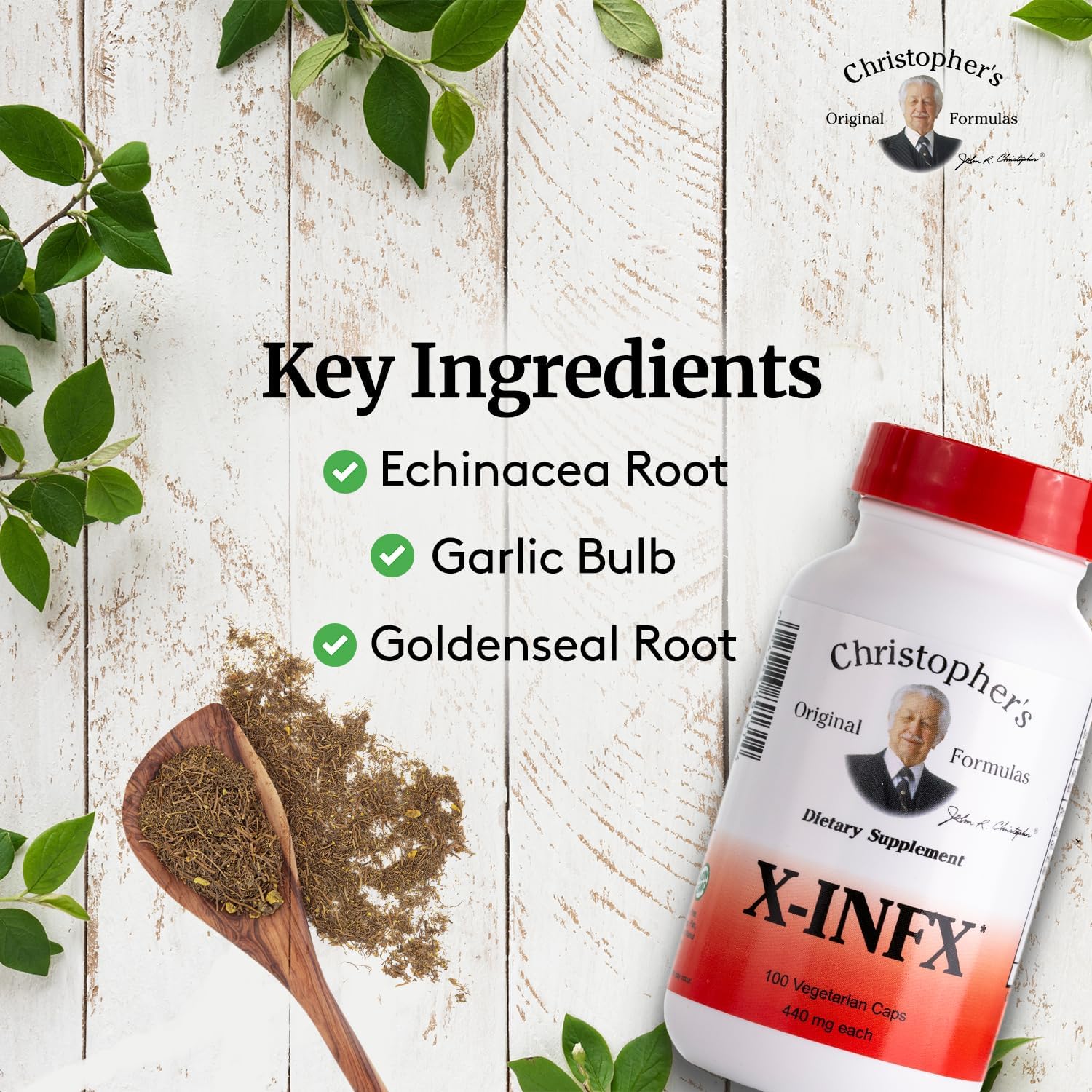 Christopher's Original Formulas Fórmula X-INFX - Apoyo Inmunitario Natural, 2 Paquete de 100 Cápsulas Cada Uno