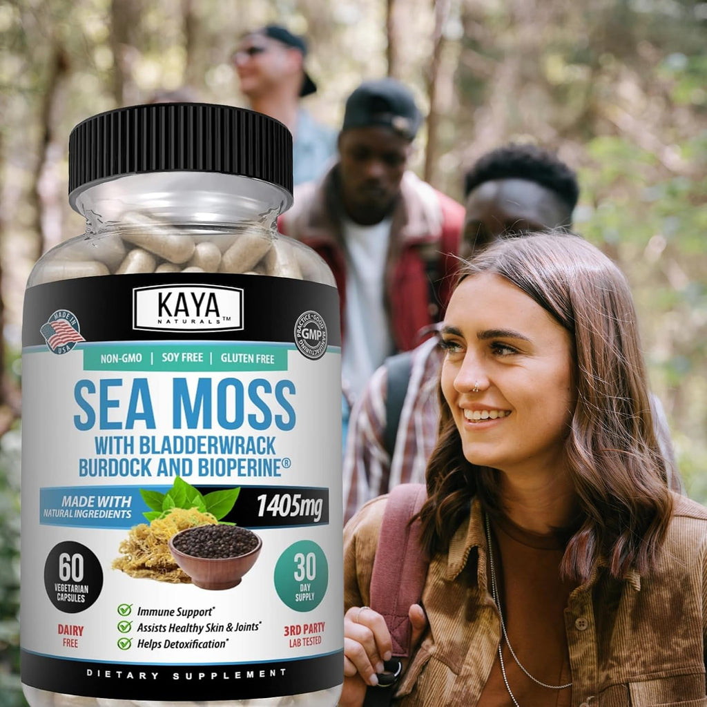 Kaya Naturals Sea Moss – Suplemento de Movilidad con Burdock Root y Bladderwrack (60 Cápsulas Vegetales)