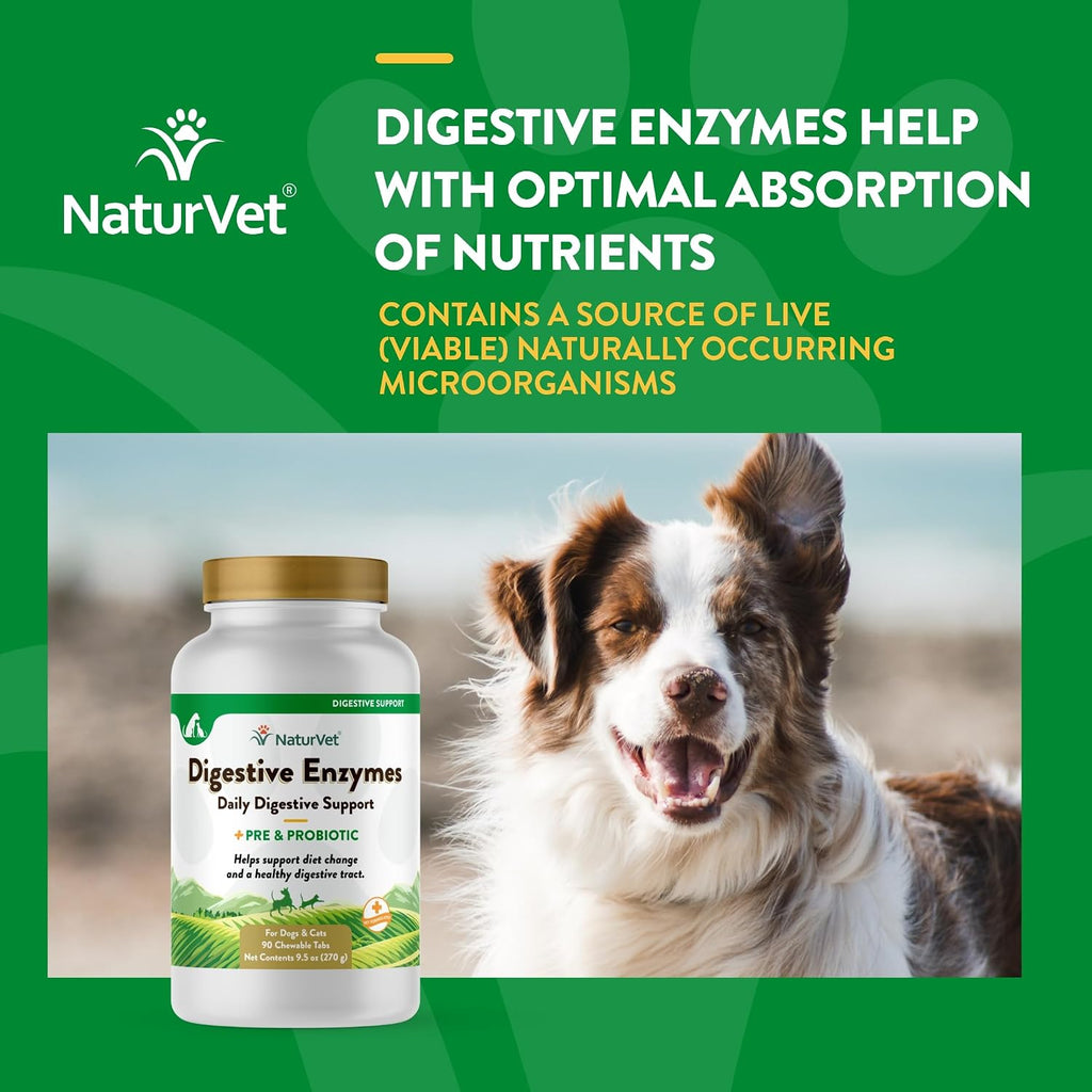 NaturVet Enzimas Digestivas y Probióticos - 90 Masticables para Perros
