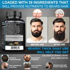 BEARDY Suplemento para Barba con Biotina 10000 mcg, Keratina, Colágeno, Silicio - 60 Comprimidos