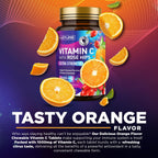 Built by Nature Vitamina C Masticable con Escaramujo - 1000 mg - Sabor Naranja - 60 Comprimidos
