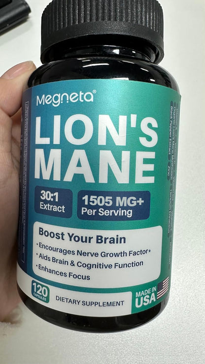 MEGNETA Extracto de Lion's Mane con Pimienta Negra, 120 Cápsulas