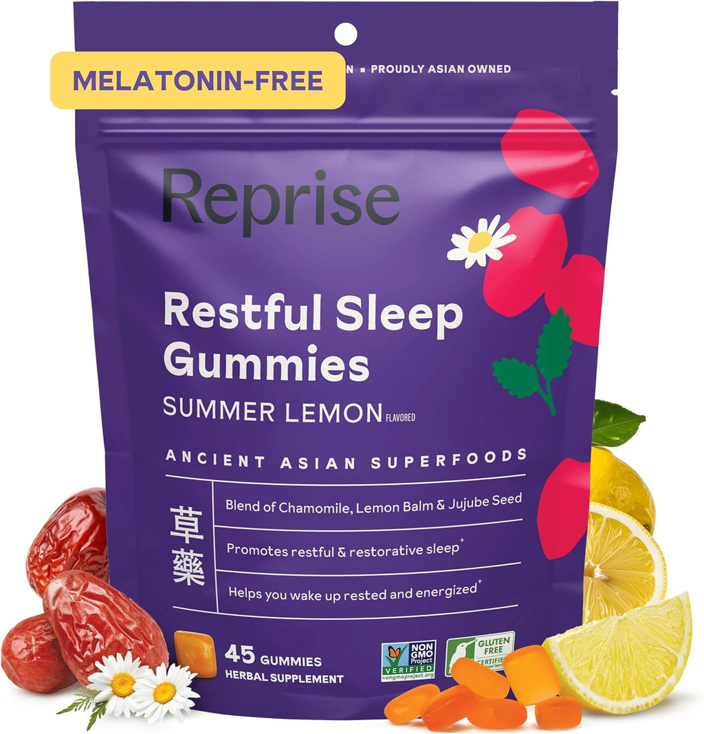 Reprise Jujube Seeds in Daily Gummies, 300 mg Full-Spectrum Jujube Seeds, Vegan, Gelatin Free, Peach Flavored, 40 Gummies