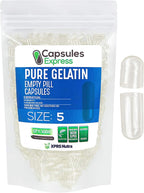 XPRS Nutra Cápsulas Vacías Tamaño 5 - 5000 uds - Cápsulas de Gelatina Transparentes para Rellenar