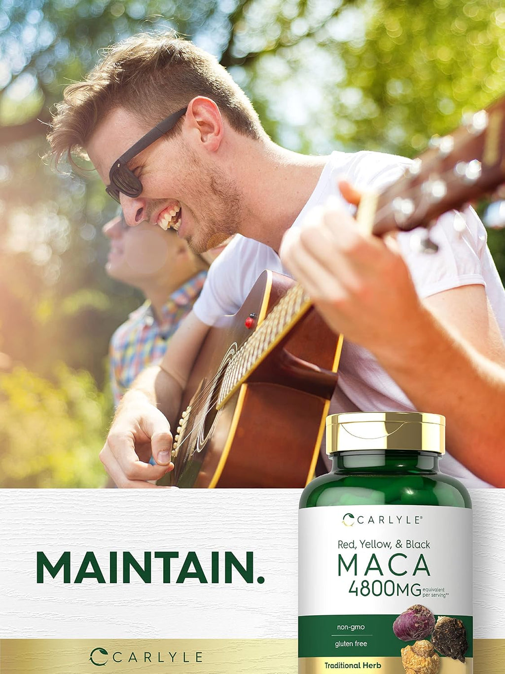 Cápsulas de Raíz de Maca Carlyle - 180 Cápsulas - Extracto de Alta Potencia - Sin Gluten y No GMO