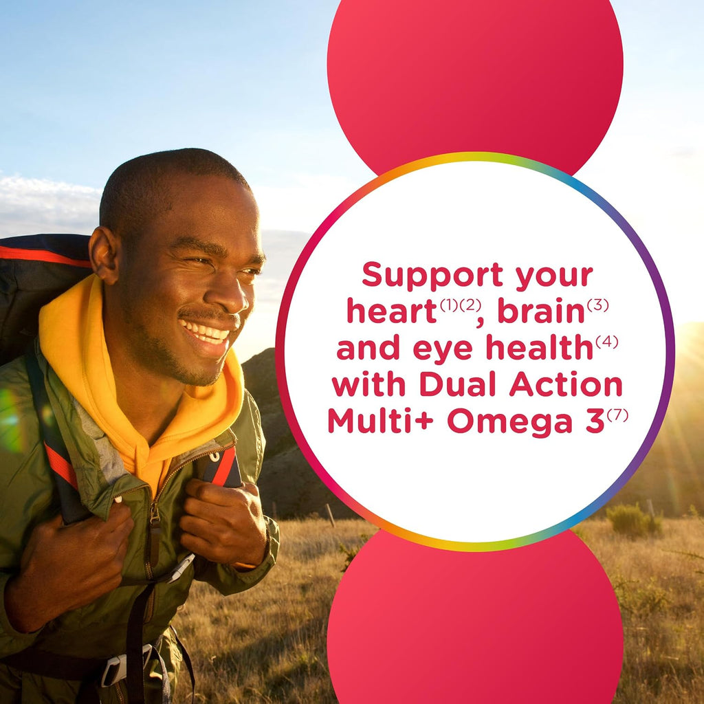 Centrum MultiGummies Multi+ Omega 3 Dual Action - Multivitamínico para adultos con omega-3, sabor fresa/limón/naranja, 110 gominolas