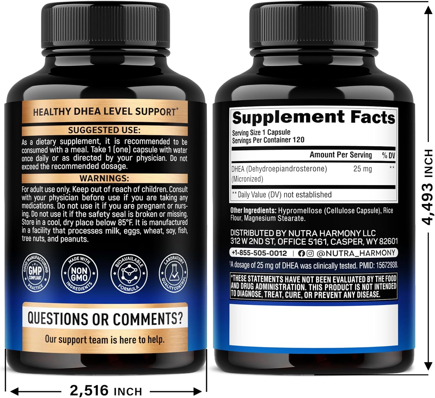 DHEA 25mg Micronizado - Suplemento Hormonal para Mujeres y Hombres - 120 Cápsulas Veganas