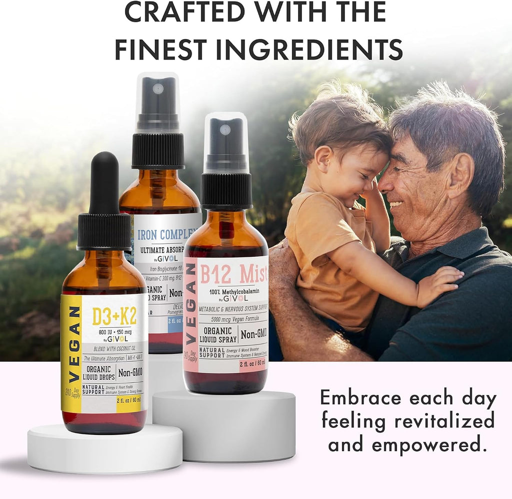 Energy & Vitality Bundle - Trío de Sprays Sublinguales: B12, Hierro y D3+K2 | GIVOL