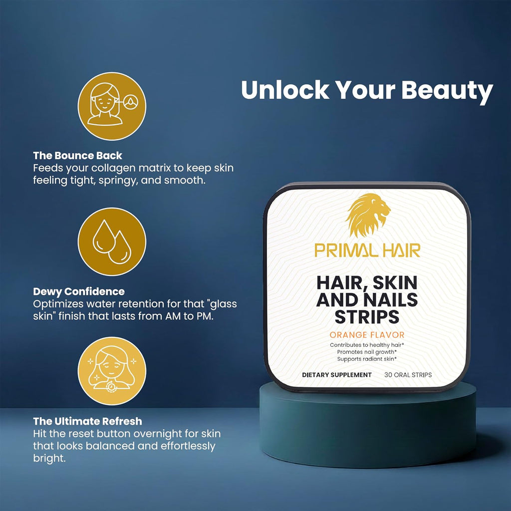 Primal Hair Biotina 5000mcg Tiras Orales Sublinguales – 30 Unidades