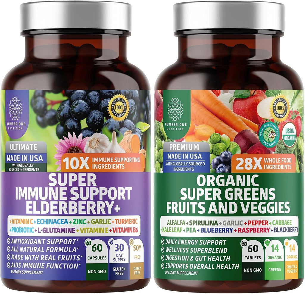N1N Premium Organic Super Fruits & Veggies + Immune Support - 120 Cápsulas