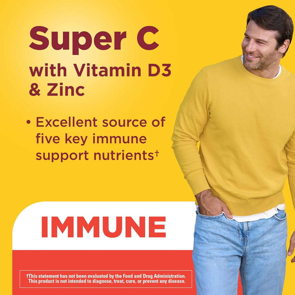 Nature Made Super C Comprimidos con Vitamina D3 y Zinc, 1000 mg de Vitamina C, 60 Comprimidos