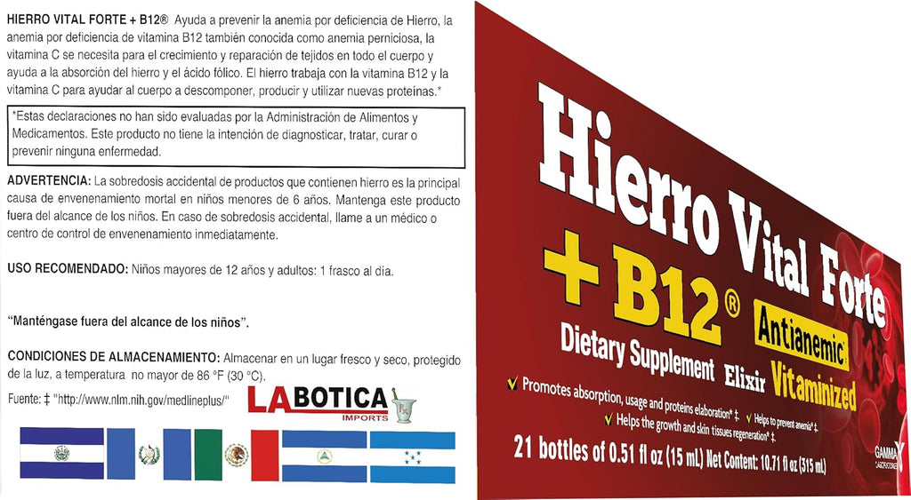 HIERRO VITAL Forte + B12 Antianémico, 21 comprimidos