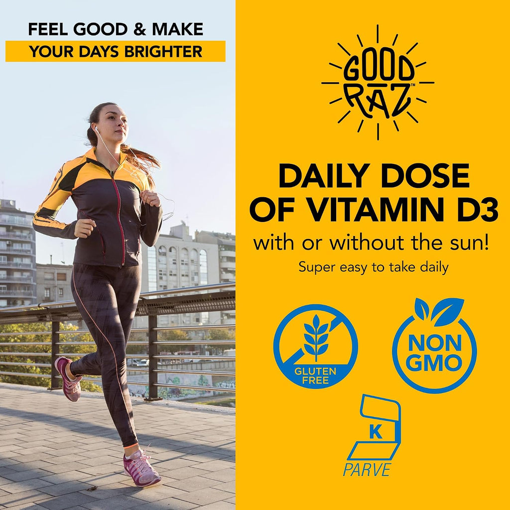 Good Raz Vitamina D3 Gotas para Adultos - Suministro para 4 Meses - Vitamina D Líquida Hidrosoluble, No GMO, Kosher