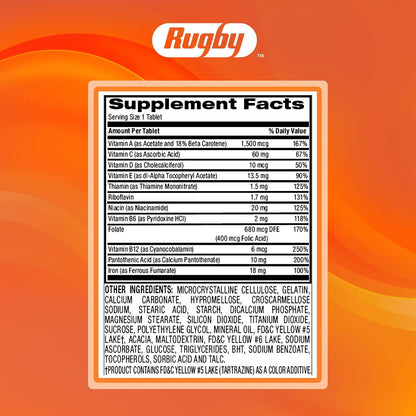 Rugby Tab-A-Vite Multivitamin con Hierro y – Tiamina (vitamina B1): Contribuye al metabolismo energético normal y – Image 9