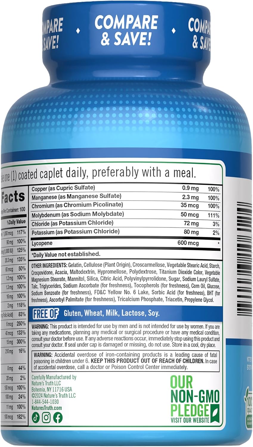 Nature's Truth Multivitamínico para Hombres con Hierro - 100 Cápsulas
