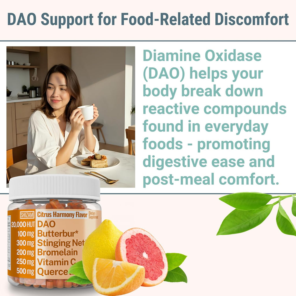 SHIZAM DAO Bromelain Enzyme Gummies with Butterbur, Quercetin, Stinging Nettle Root Extract - 500mg