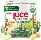 Juce Greens Organic Superfood Powder - 77 Superfoods con Hongos Adaptógenos y Probióticos - Sabor Manzana (20 Servicios)