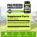 180 Cápsulas - Extracto de Pao Pereira 10:1 (600mg) con Graviola (400mg) - Fórmula Combinada
