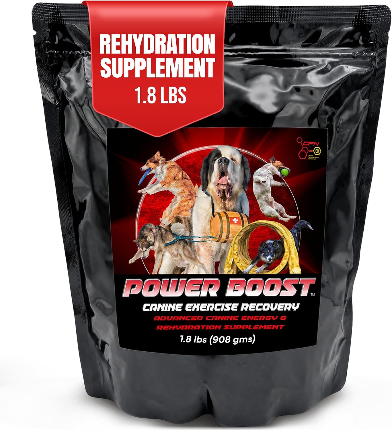 Power Boost Canine Performance Formula – Suplemento de Rehidratación y Recuperación para Perros de Trabajo y Deporte, Bajo en Grasa, Alto en Carbohidratos, 1.8 lbs