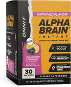 ONNIT Alpha BRAIN Instant Mezcla para Bebida de Apoyo Cognitivo, Sabor BlackBerry Lemonade, 30 Sobres de 3.7 g