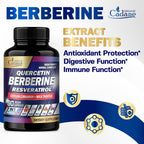 Organic Cadane Berberina 7en1 - 90 Cápsulas - Suplemento con Quercetina y Canela