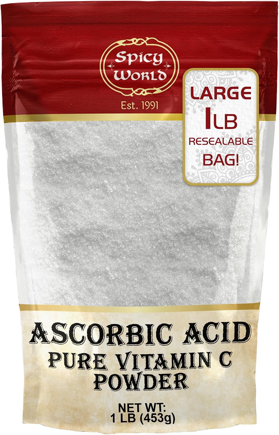 Spicy World Ácido Ascórbico Vitamina C en Polvo 2.27 kg - Polvo de Vitamina C Puro, USP a Granel
