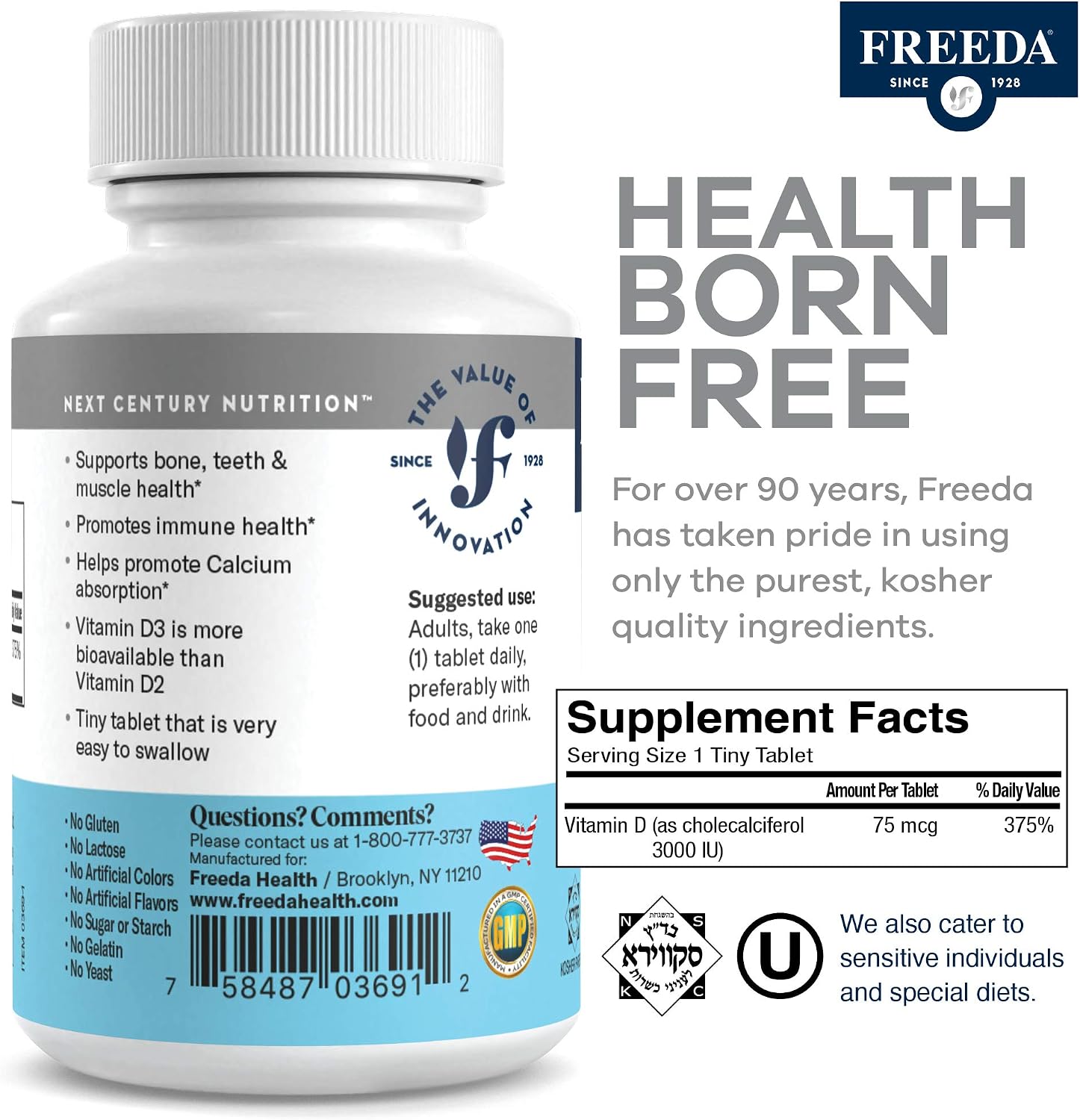 FREEDA Vitamina D3 3000 IU - 100 Comprimidos