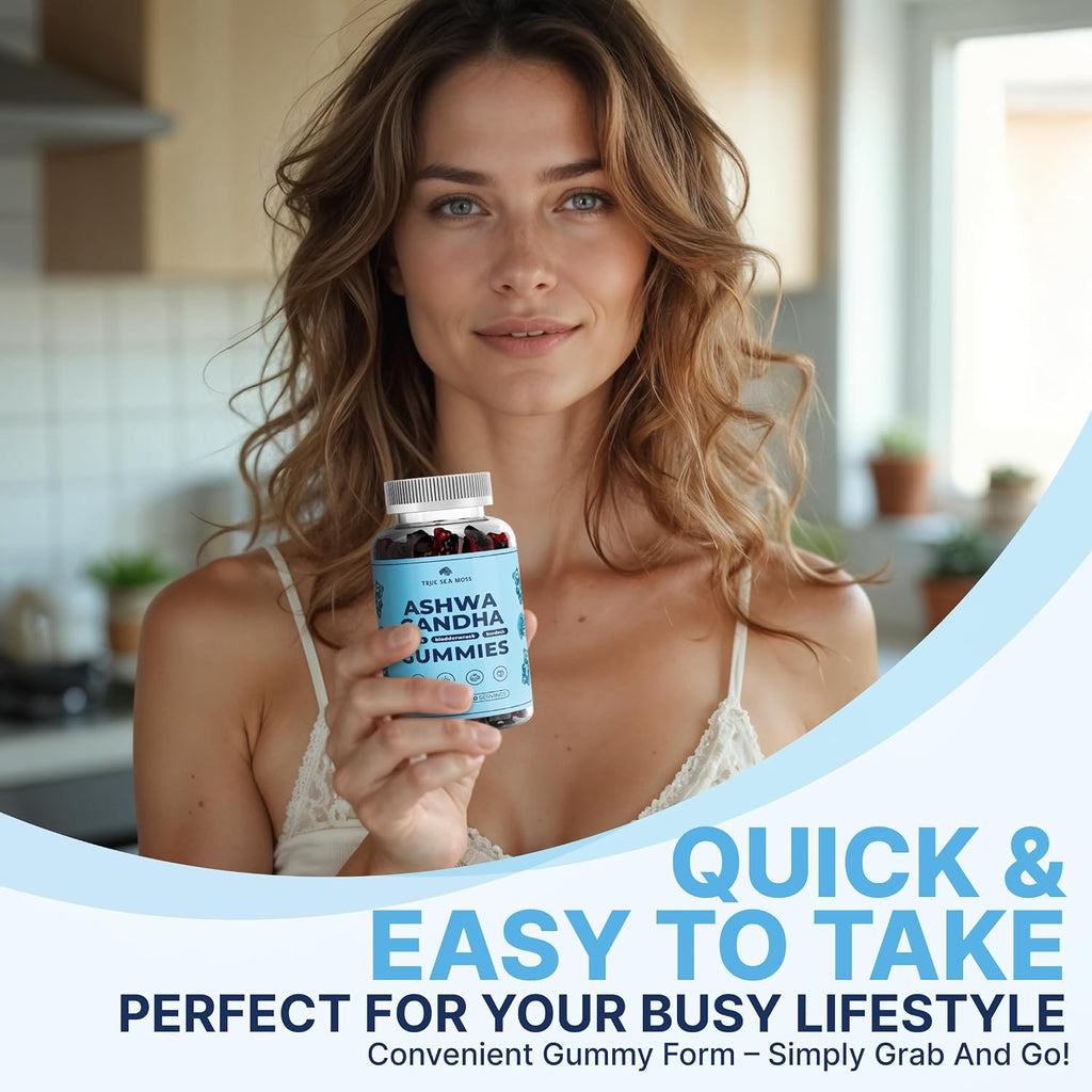TrueSeaMoss Sea Moss Gummies con Ashwagandha, Bardana y Bladderwrack – 60 Gominolas