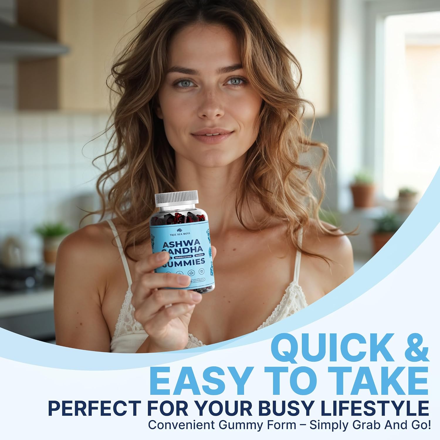 TrueSeaMoss Sea Moss Gummies con Ashwagandha, Bardana y Bladderwrack – 60 Gominolas