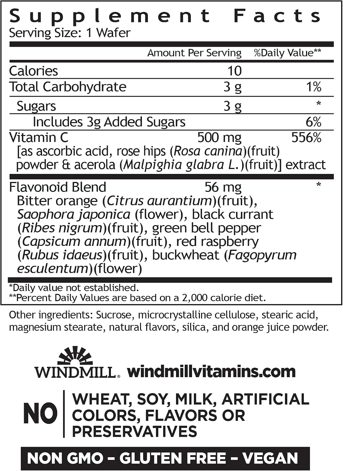 Windmill Vitamina C 500 mg con Escaramujo y Bioflavonoides - 50 Comprimidos Masticables