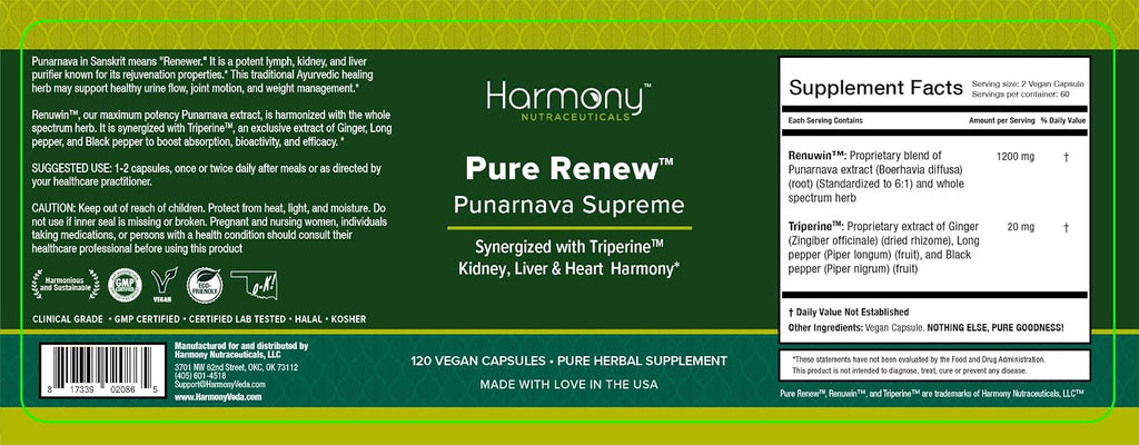 Punarnava Supreme – Apoyo para Corazón, Hígado y Riñones, Flujo Urinario Saludable, Movilidad Articular y Control de Peso