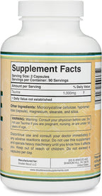 Taurina 1000mg por Ración, 180 Cápsulas - L-Taurina Vegana, Sin Gluten | Double Wood