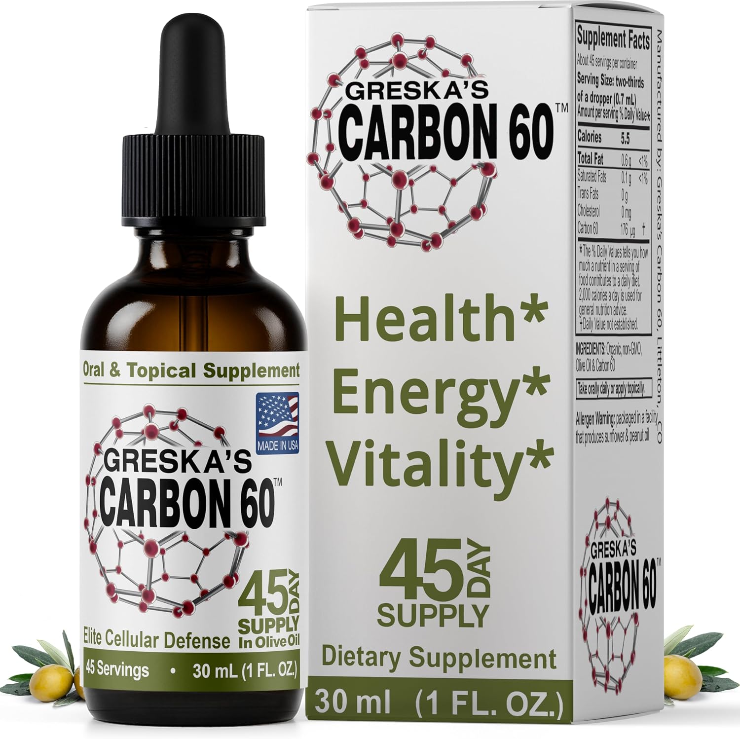 Greska's Carbon 60 en Aceite de Girasol Orgánico - 10ml (15 Días)