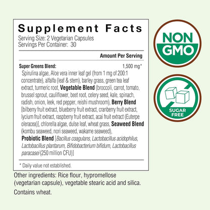 Country Farms Super Greens Vegicaps - 32 – Bayas : arándanos, fresas y frambuesas, ricas en antioxidantes y – Image 2