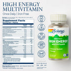 SOLARAY Multivitamínico Diario de Alta Energía Sin Hierro – 30 Cápsulas Veganas