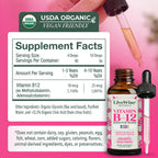 Live Wise Naturals Gotas Líquidas Orgánicas de Vitamina B12 para Niños, 12 ml (0.4 fl oz)