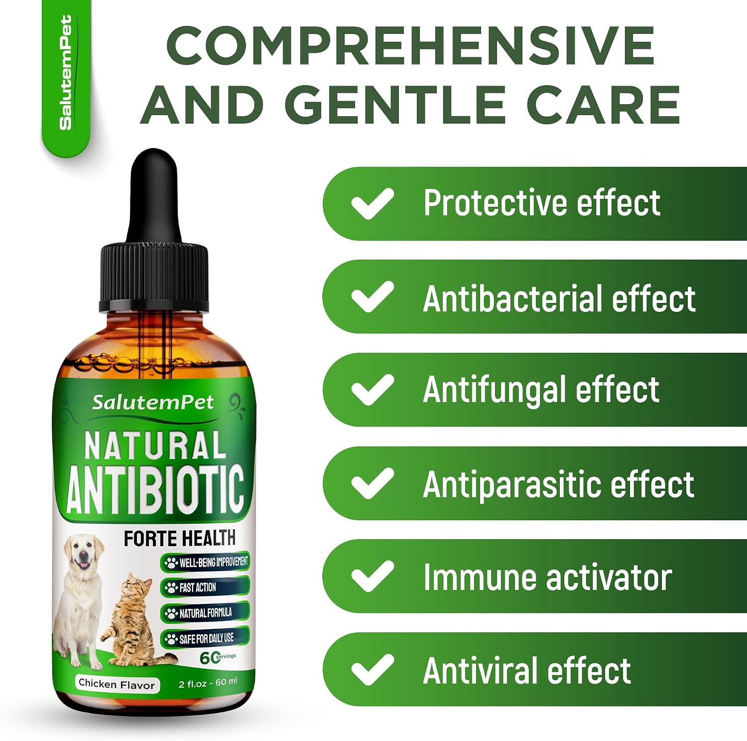 Forte Health Suplemento Herbal para Perros y Gatos - Sabor a Pollo - 60 ml