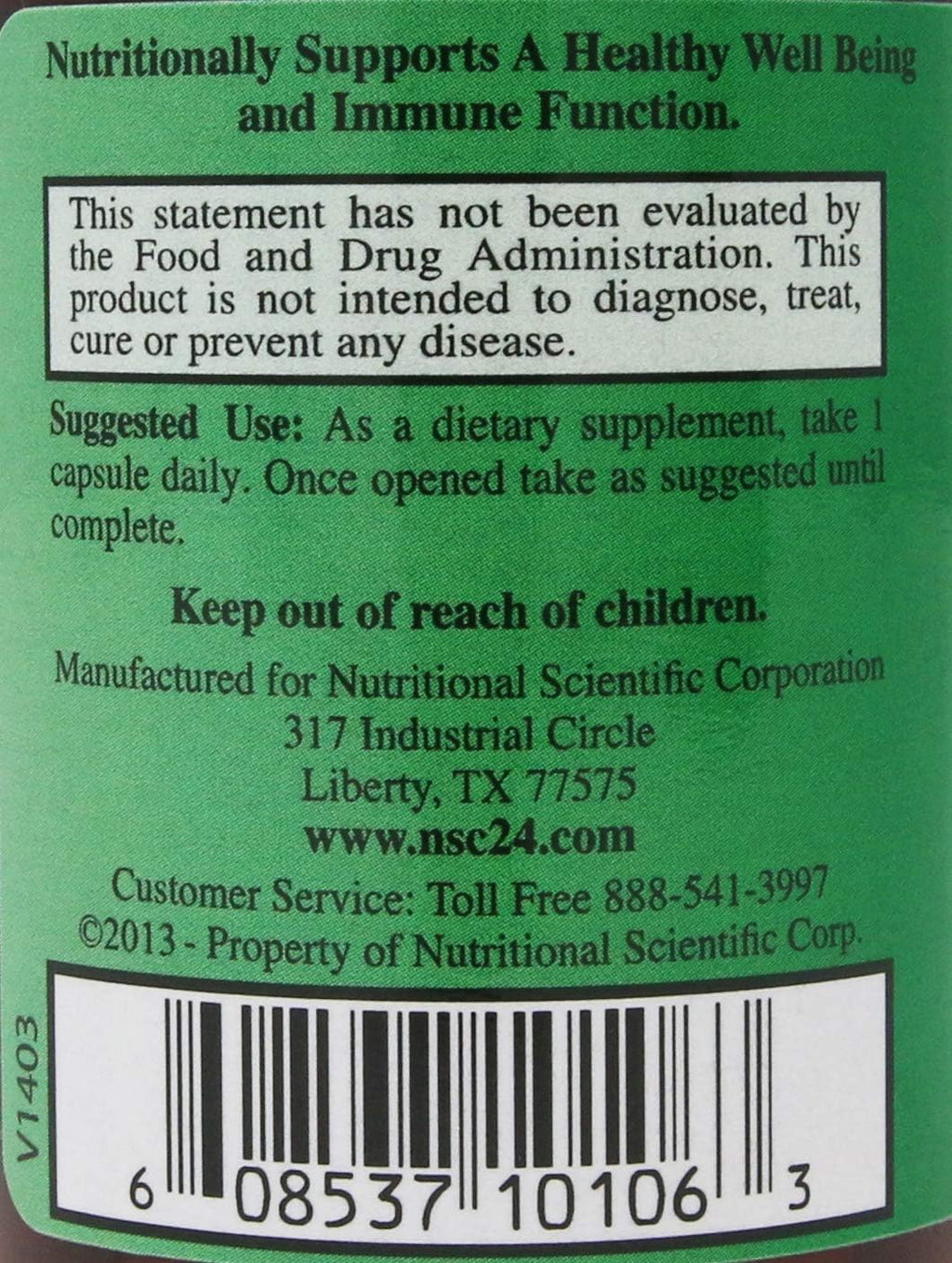Immunition NSC 100 Beta Glucan Extra Strength - 10 mg - 60 Cápsulas