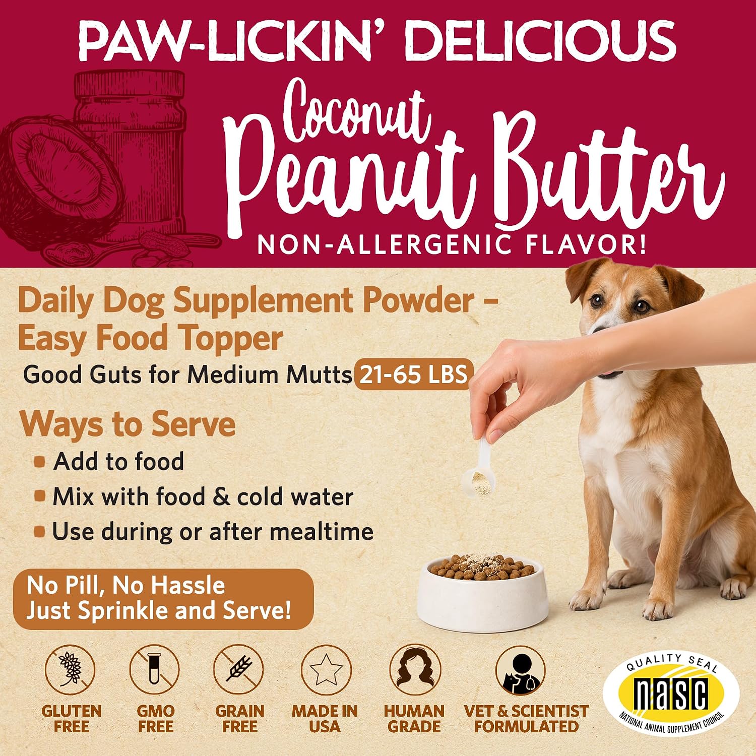 Good Guts Probiotics for Dogs – Probiótico en Polvo para Perros Medianos, 6B UFC, Enzimas y Prebióticos