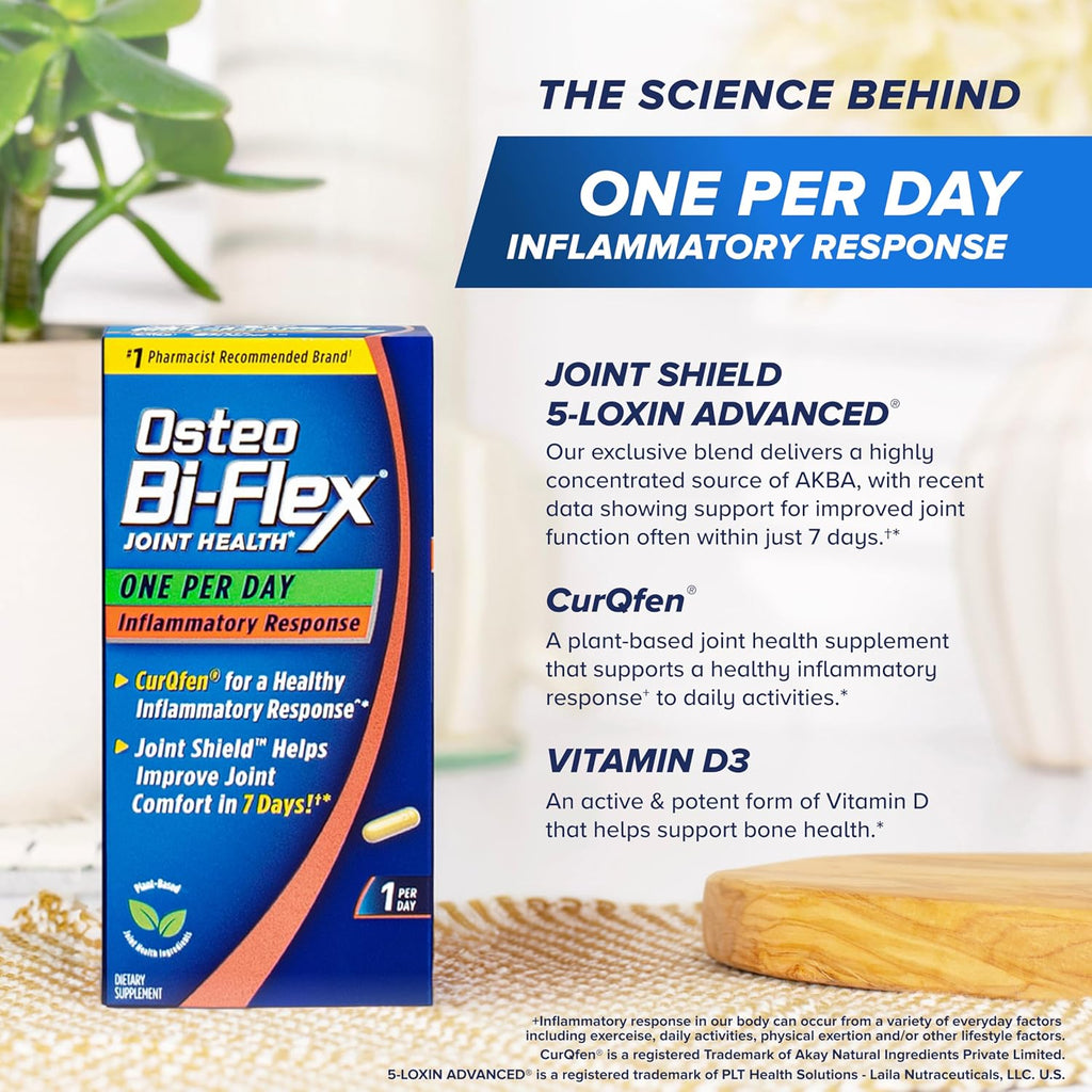 Osteo Bi-Flex One Per Day Inflammatory Response CurQfen, Suplemento para Articulaciones, 30 Cápsulas
