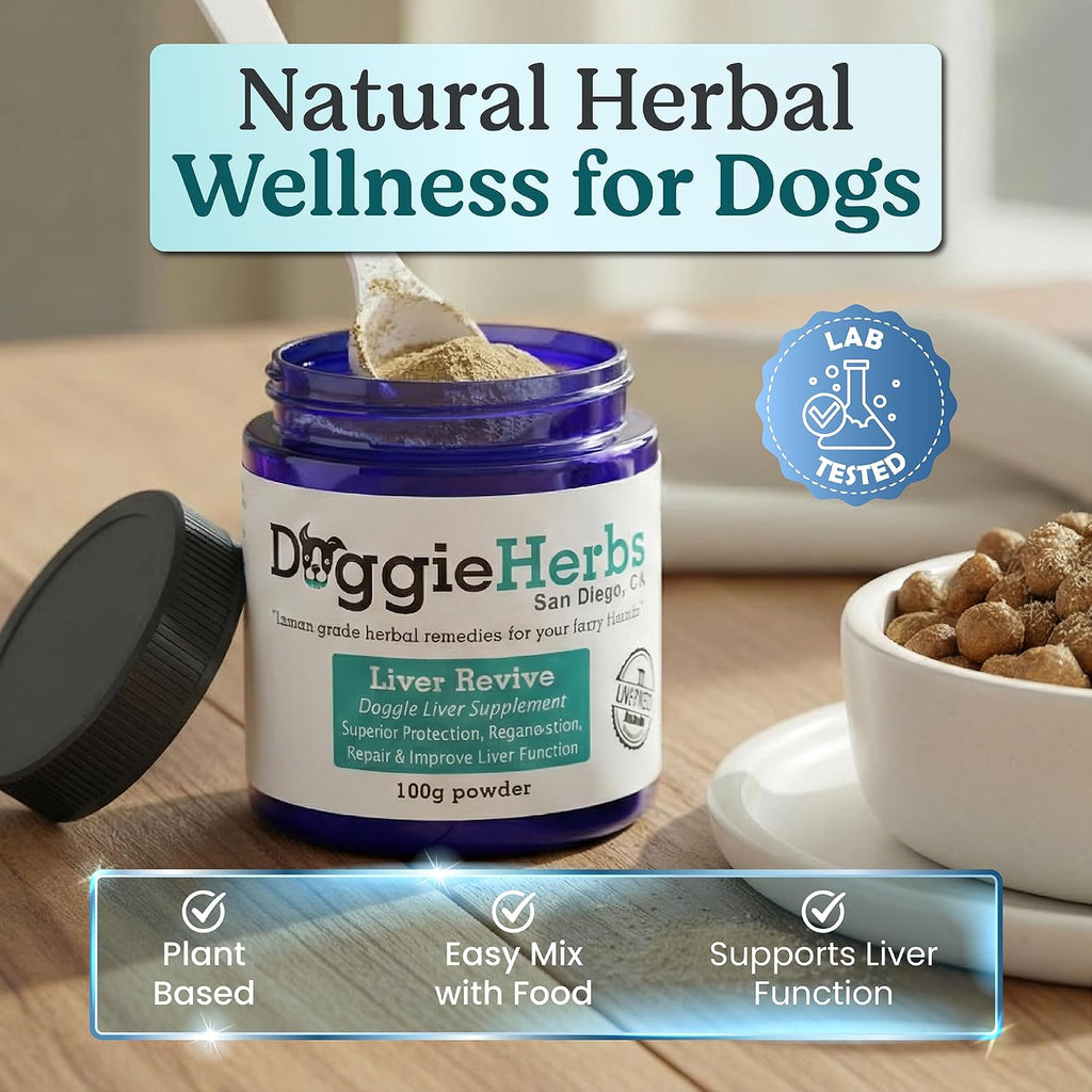 Doggie Herbs - Apoyo Hepático y Detox - Milk Thistle y Cúrcuma - Polvo para Perros - 100g