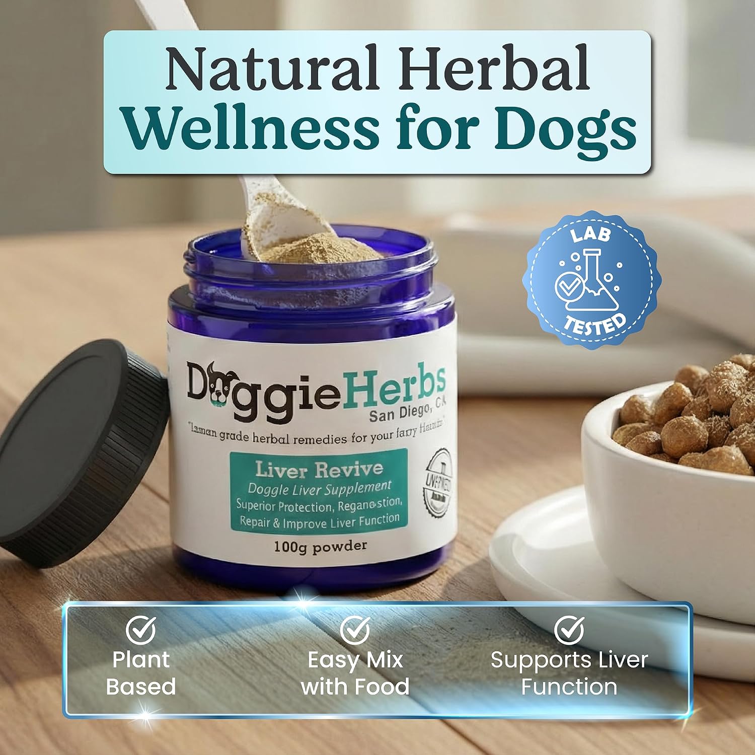 Doggie Herbs - Apoyo Hepático y Detox - Milk Thistle y Cúrcuma - Polvo para Perros - 100g