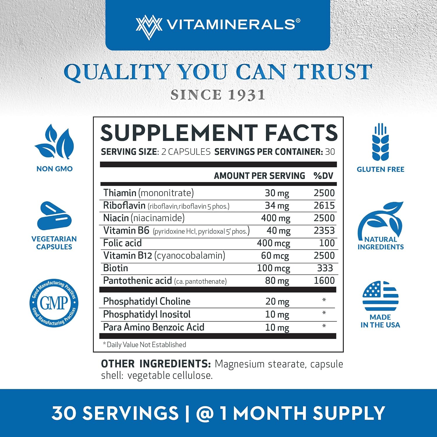 Vitaminerals® 119 Neurotex™ | Apoyo al Sistema Nervioso y Alivio del Estrés | Mente Tranquila | Estado de Ánimo Positivo | 60 Cápsulas Vegetarianas