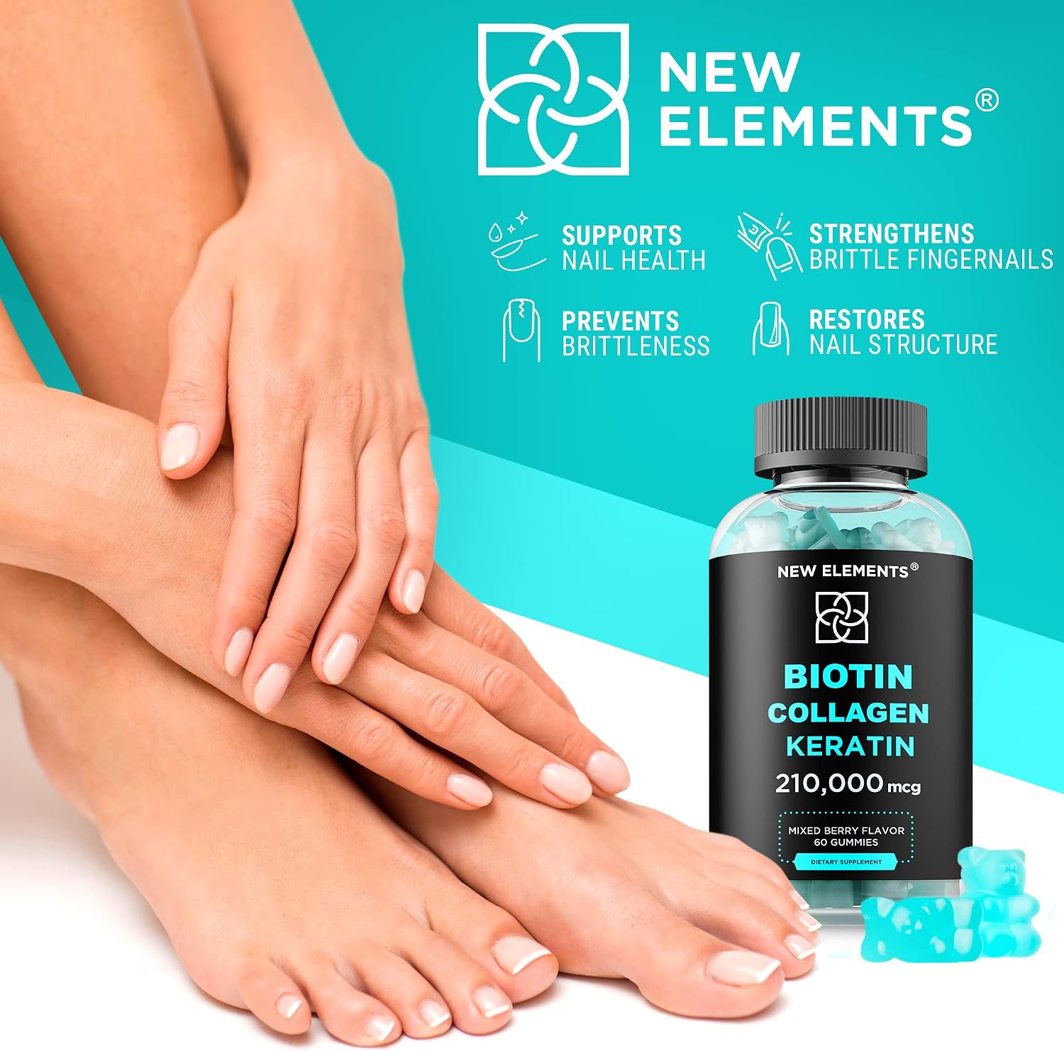Gominolas de Biotina con Queratina y Péptidos de Colágeno | 10000mcg